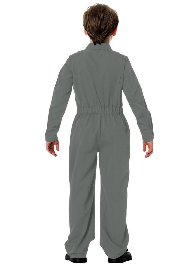 AOBUTE Grey Mechanic Workwear for Boys Girls Halloween Killer Jumpsuit Long Sleeve Zipper Outfits 11-12 Years - Image 5